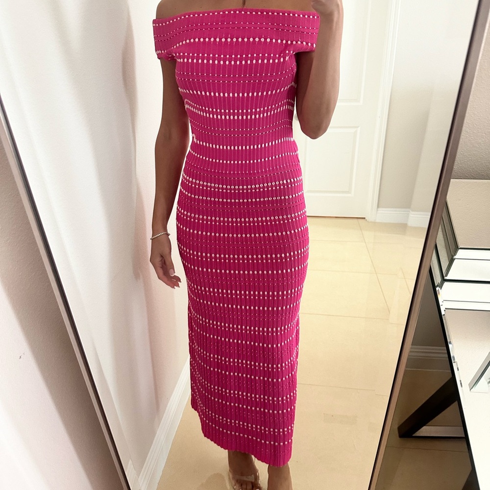 Alexander McQueen Pink and White Midi/Long Dress Size small